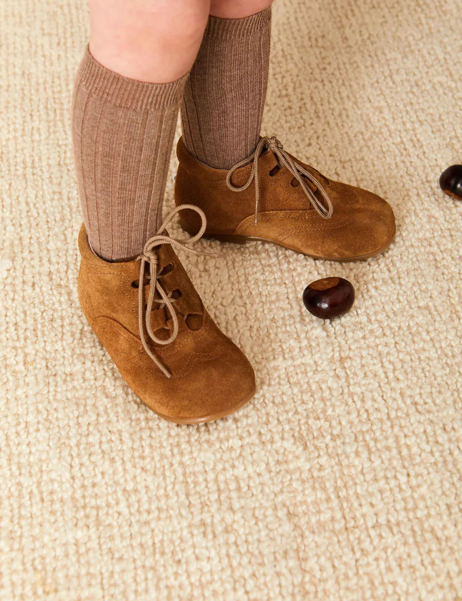 Suede Oxford Baby Booties in Brown (20-24EU) Shoes from Pepa London