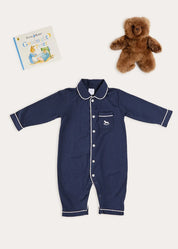 The Navy All In One Pyjama Baby Boy Look