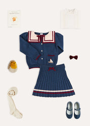 The Navy Knitted Mariner Co –ord Girl Look