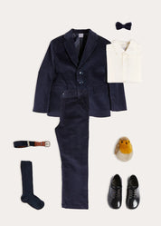 The Navy Velvet Suit Boy Look