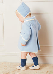 Austrian Double Breasted Wool Baby Coat in Baby Blue (6mths-4yrs) Coats from Pepa London