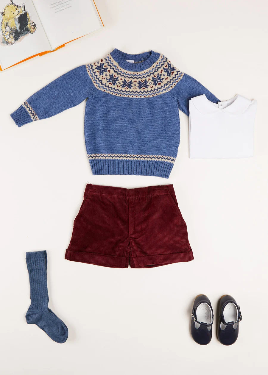 The Classic Blue Fair Isle Merino Wool Jumper Baby Boy Look Look  from Pepa London