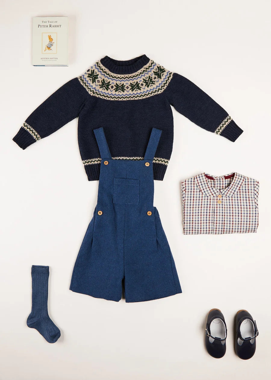 The Classic Navy Fair Isle Merino Wool Jumper Baby Boy Look Look  from Pepa London