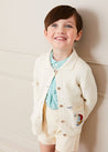 Nautical Boat Embroidery Polo Collar Cardigan in Cream (12mths-4yrs) Knitwear  from Pepa London