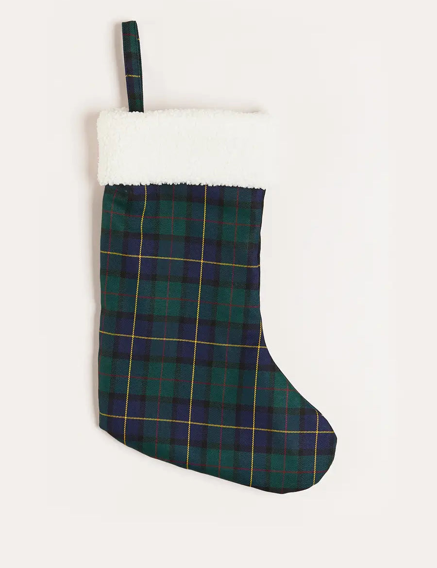 Windsor Tartan Christmas Stocking in Green Accessories from Pepa London