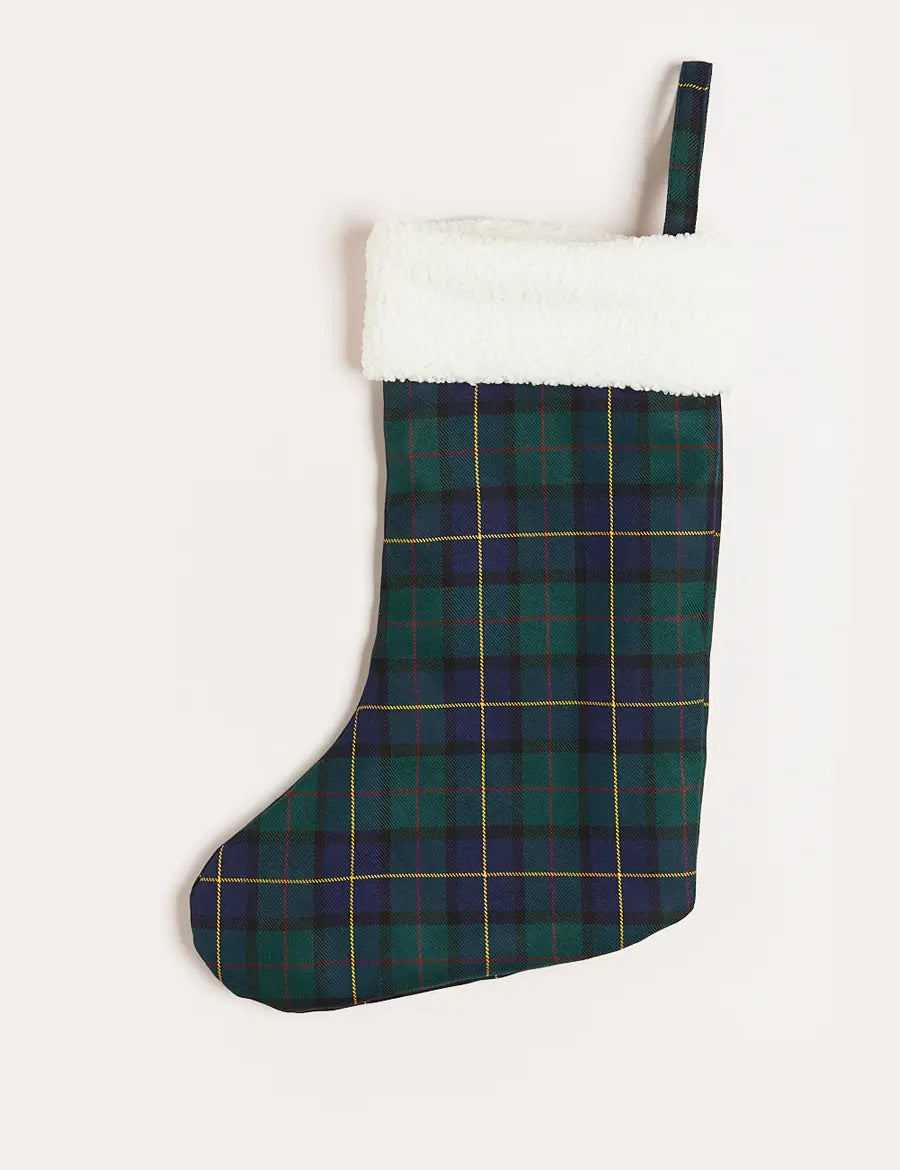 Windsor Tartan Christmas Stocking in Green Accessories from Pepa London