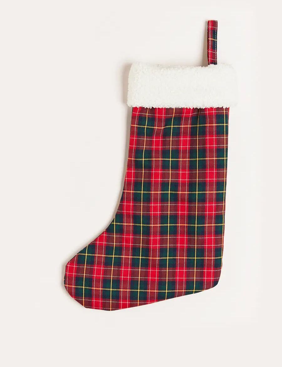 Belgravia Tartan Christmas Stocking in Red Accessories from Pepa London