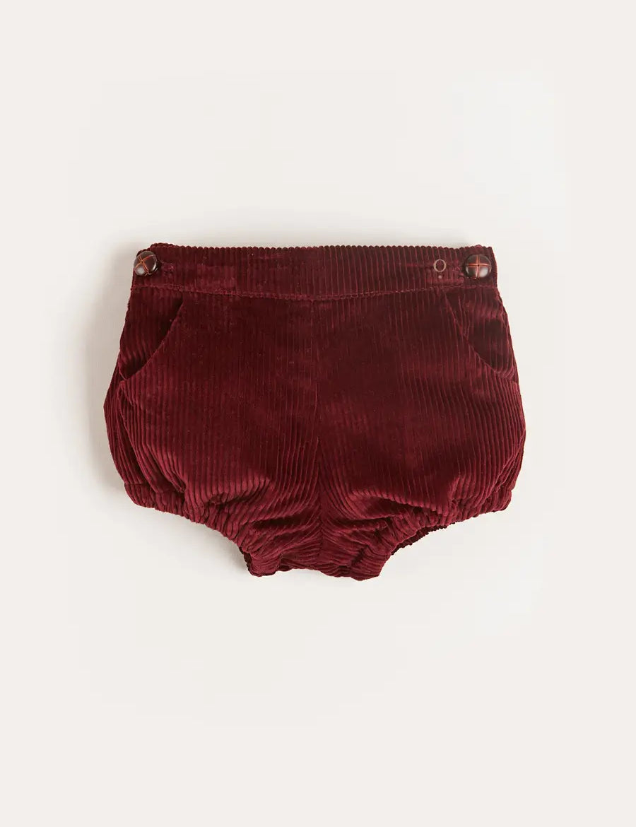 Corduroy Button Bloomers in Burgundy (3mths-3yrs) Bloomers from Pepa London