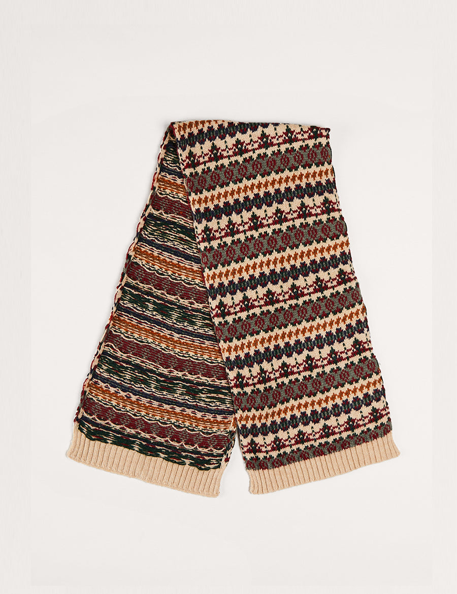 Fair Isle Knitted Scarf in Camel Accessories from Pepa London