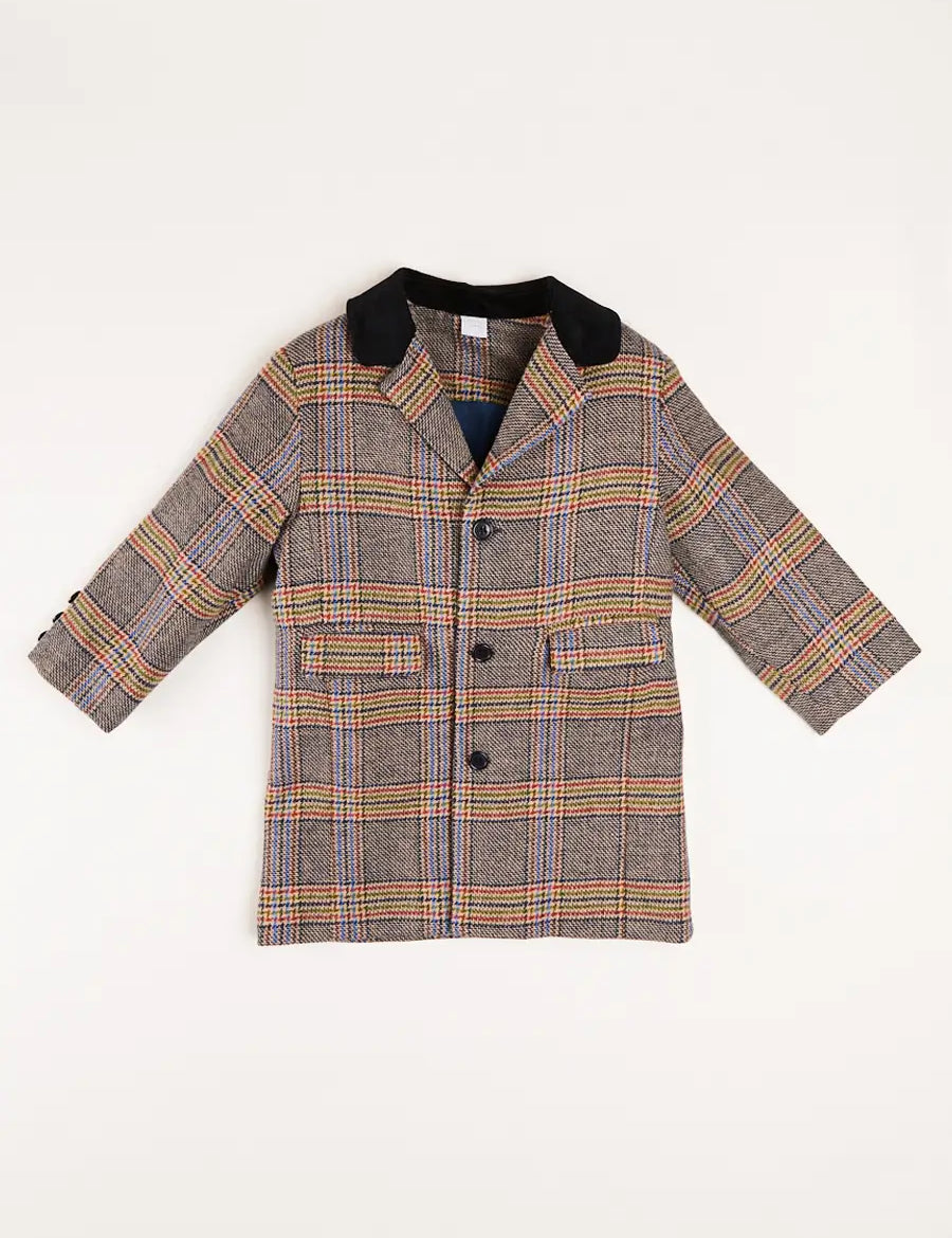 Sutherland Check Tailored Coat in Green (4-10yrs) Coats from Pepa London