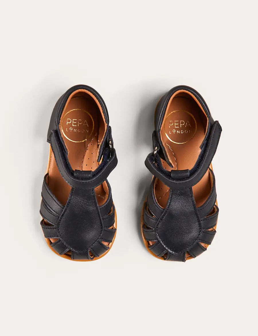 Leather Fishermans Sandals in Navy (21-27EU) SHOES from Pepa London