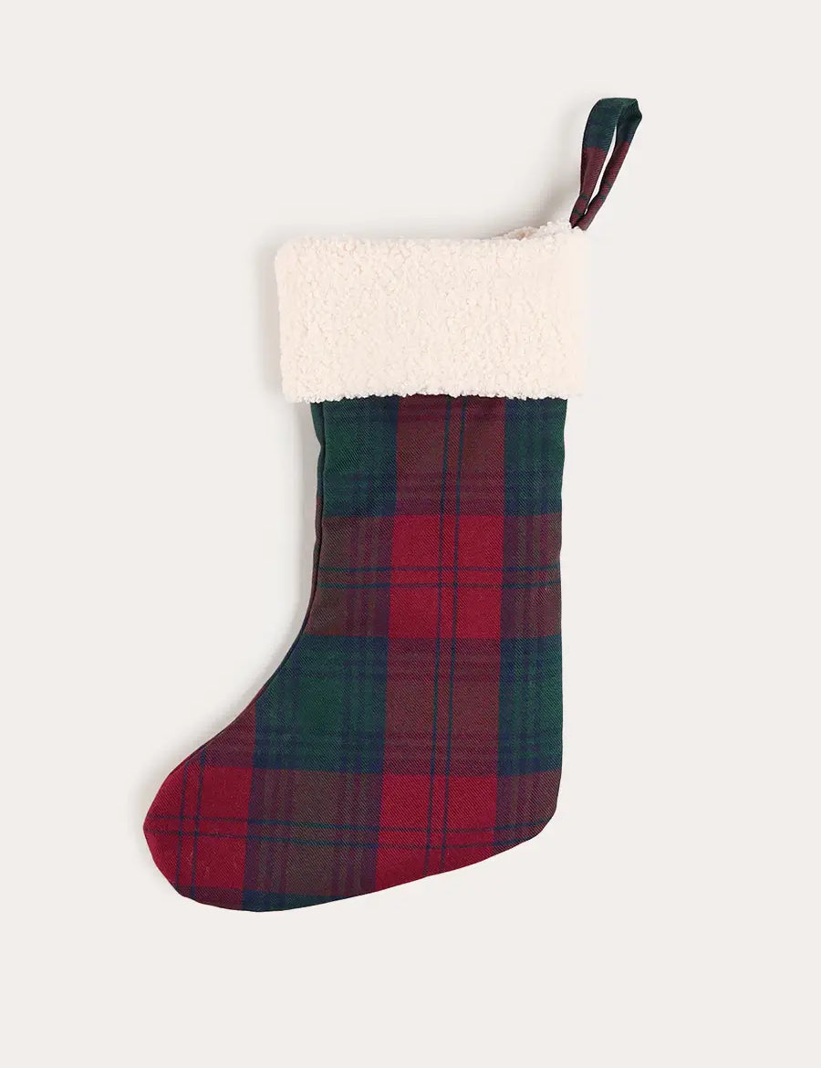Grovesnor Tartan Christmas Stocking in Red (OS) Accessories from Pepa London