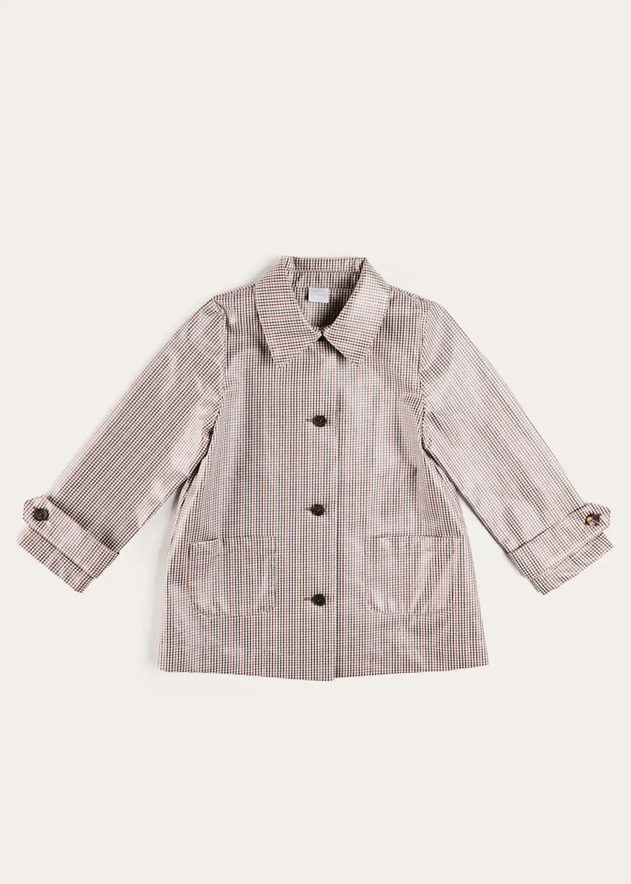 Sloane Check Raincoat with Pockets in Camel (4-10yrs) Coats from Pepa London