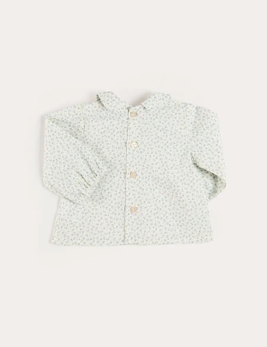 Betsy Floral Long Sleeve Shirt in Blue (1mth-12mths) Shirts from Pepa London