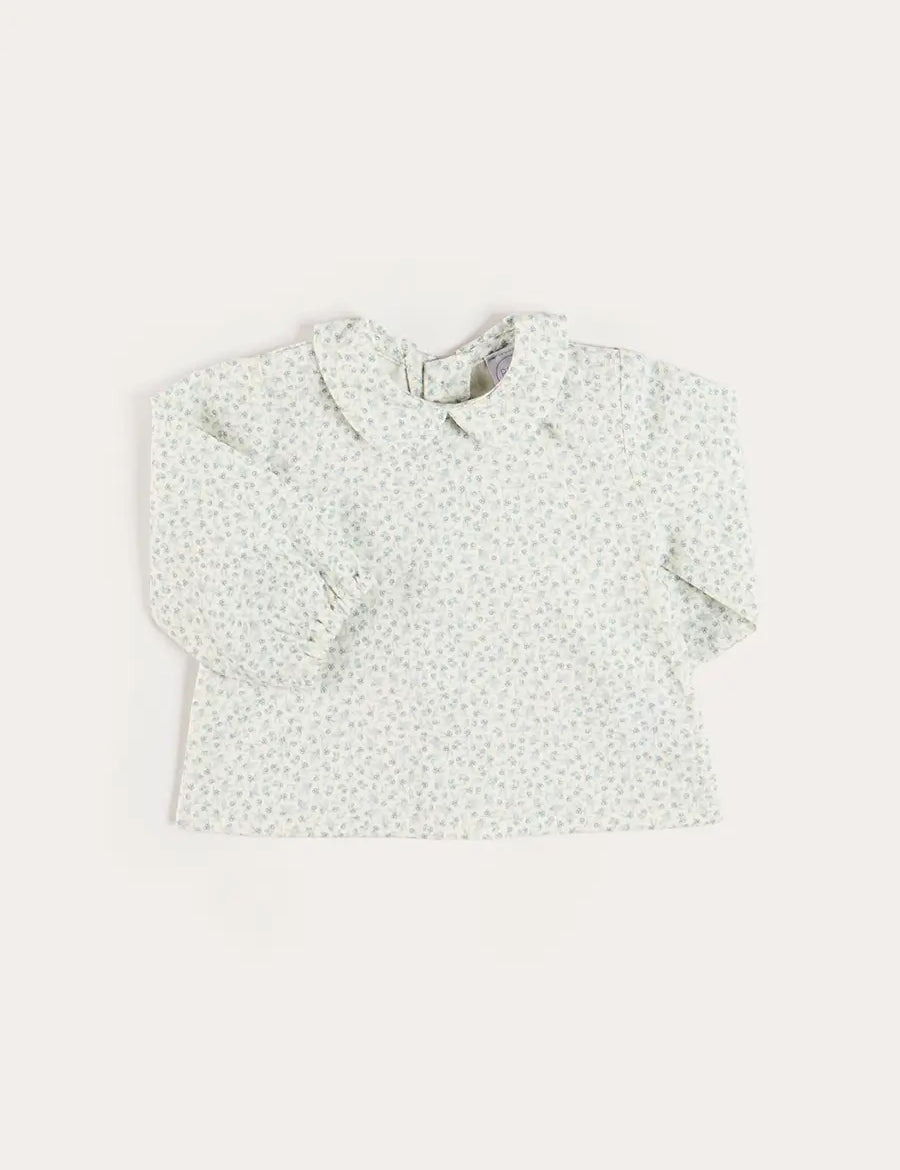 Betsy Floral Long Sleeve Shirt in Blue (1mth-12mths) Shirts from Pepa London