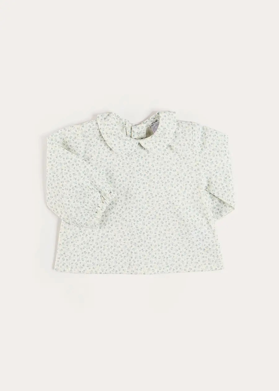 Betsy Floral Long Sleeve Shirt in Blue (1mth-12mths) Shirts from Pepa London