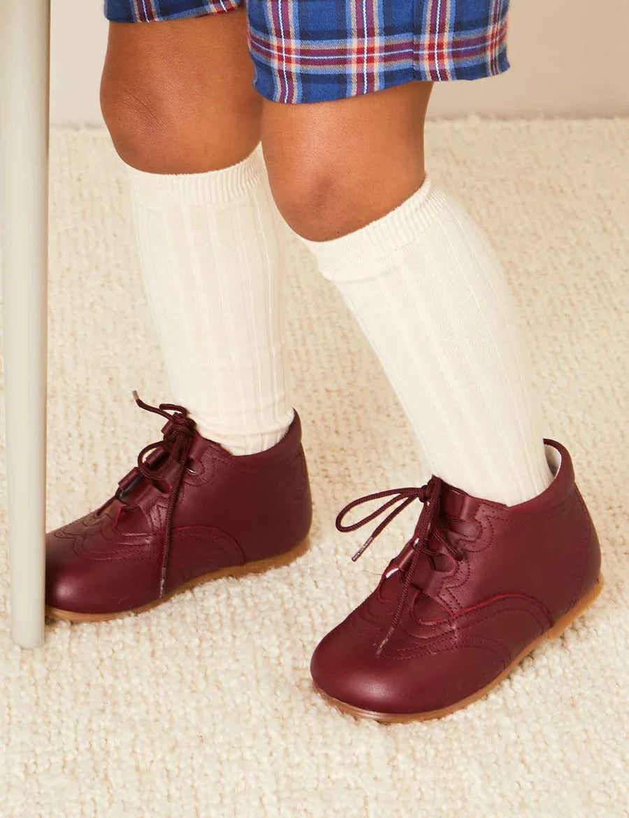 Oxford Baby Booties in Burgundy (20-26EU) Shoes from Pepa London