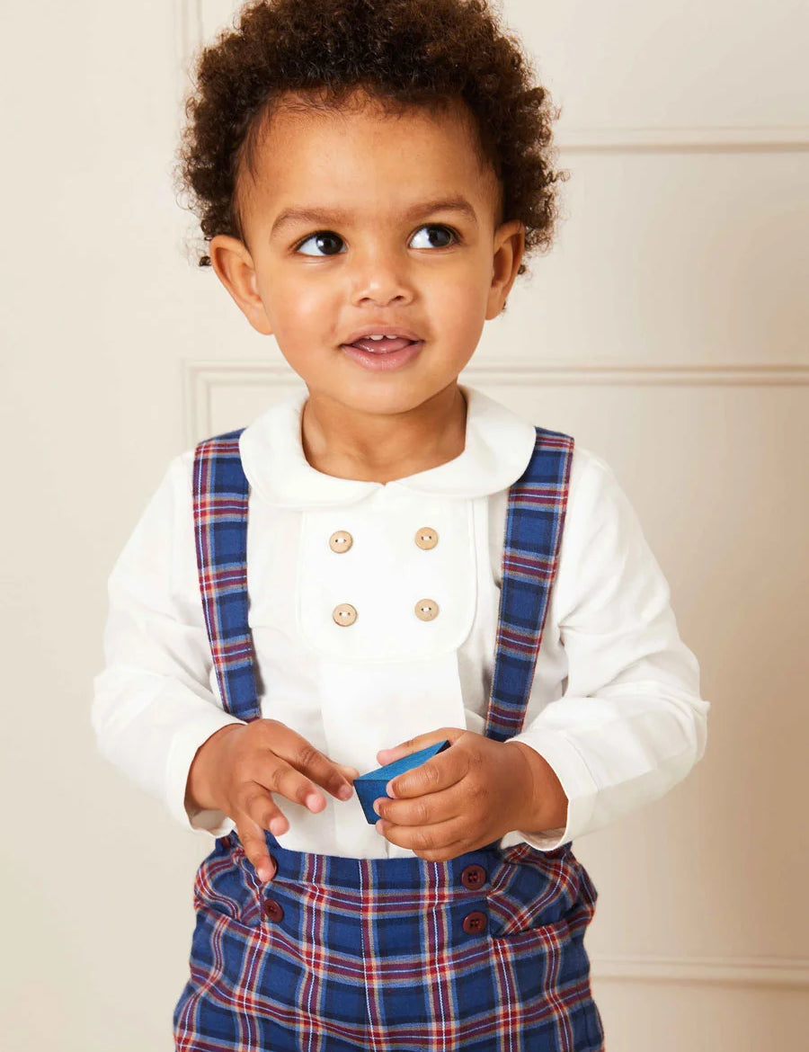 Eaton Check Shorts with Braces in Navy (18mths-4yrs) Shorts from Pepa London