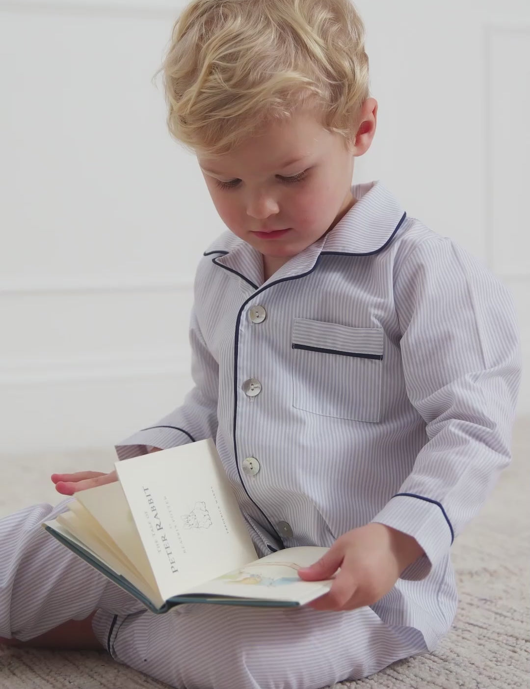 Striped Chest Pocket Pyjamas in Blue (12mths-10yrs) Nightwear from Pepa London