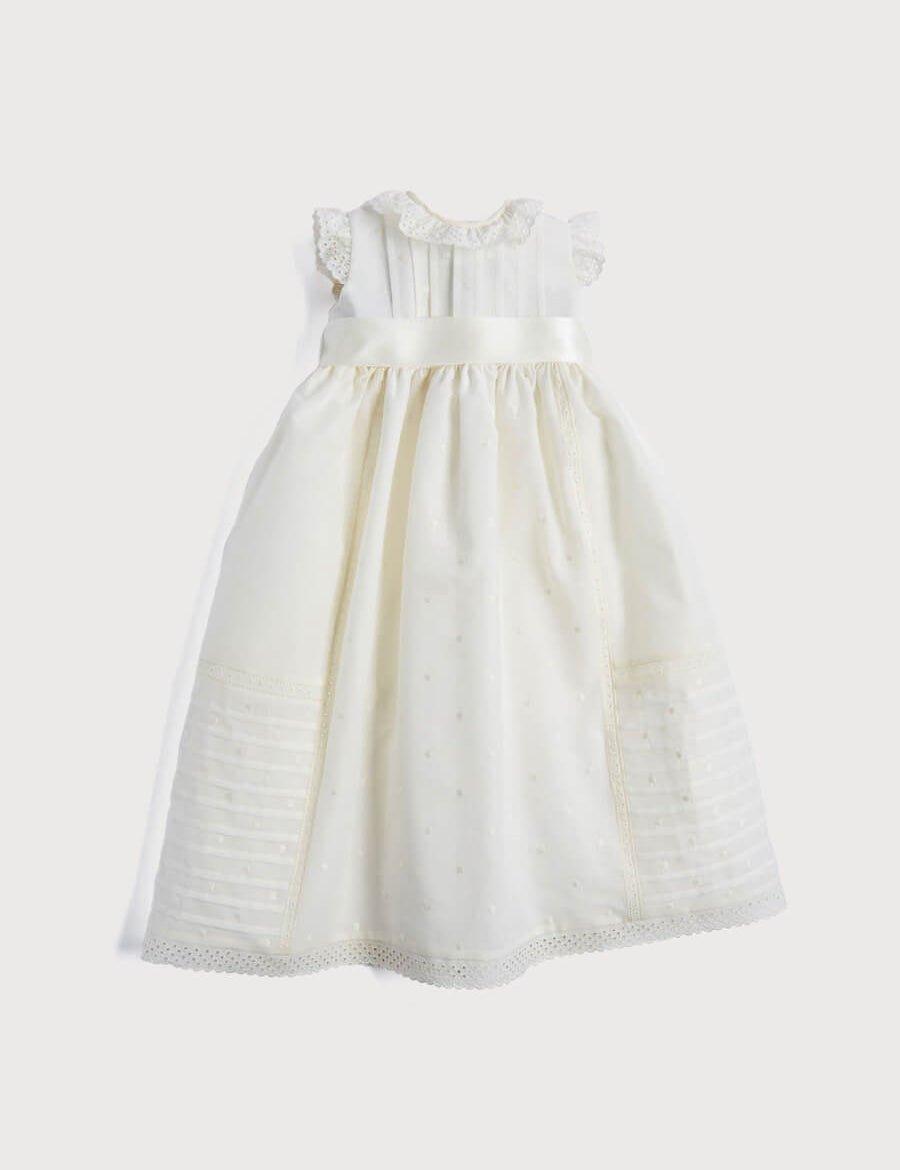 Cream Christening Gown with Satin Bow (6-12mths) Dresses from Pepa London