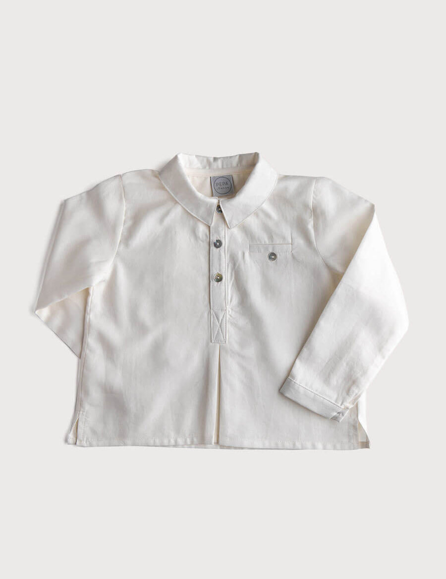 Cream Shirt with Polo Collar (12mths-8yrs) Shirts from Pepa London