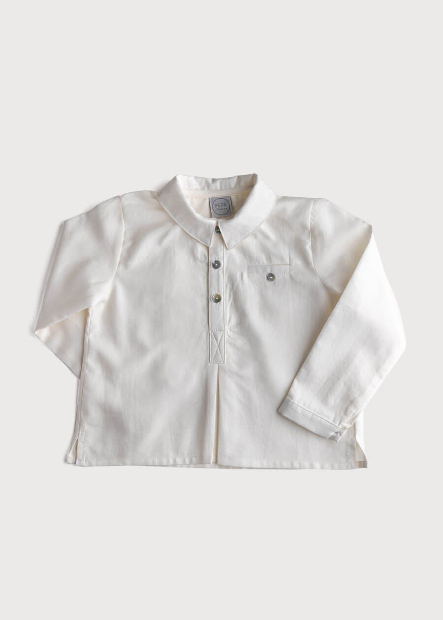 Cream Shirt with Polo Collar (12mths-8yrs) Shirts from Pepa London