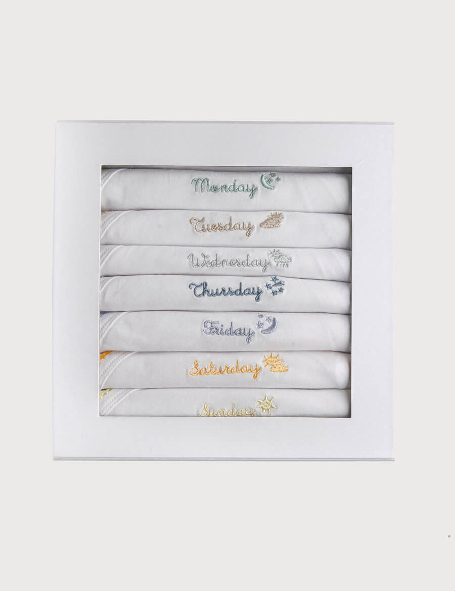 Seven Days a Week Bodysuit Set (0-12mths) Gift Sets from Pepa London