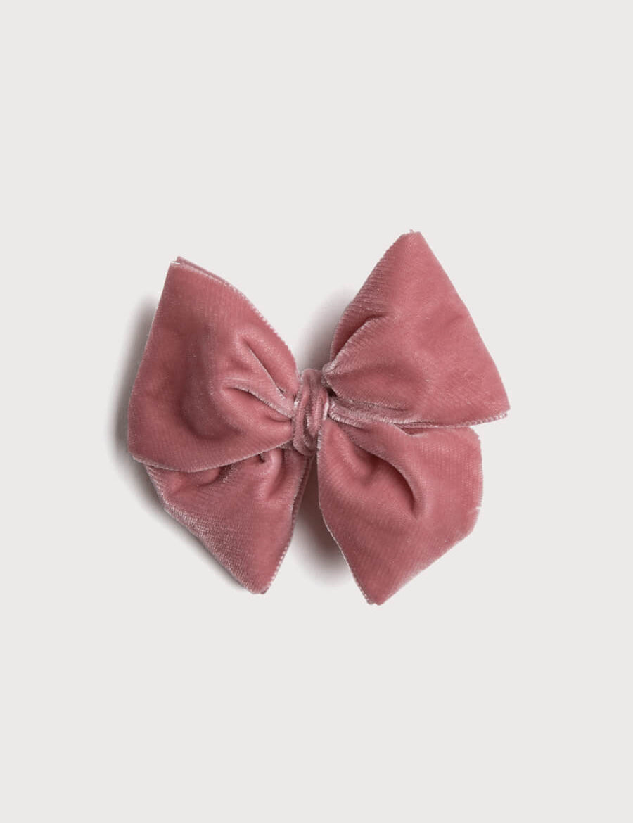 Velvet Big-Bow Clip in Pink Hair Accessories from Pepa London