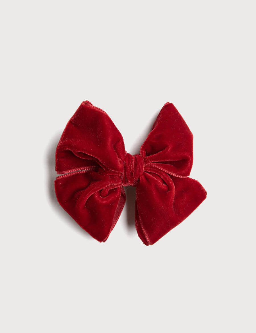 Velvet Big-Bow Clip in Red Hair Accessories from Pepa London