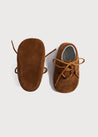 Suede Oxford Pram Booties in Brown (17-20EU) Shoes  from Pepa London