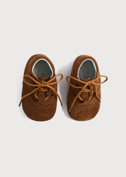 Suede Oxford Pram Booties in Brown (17-20EU) Shoes  from Pepa London