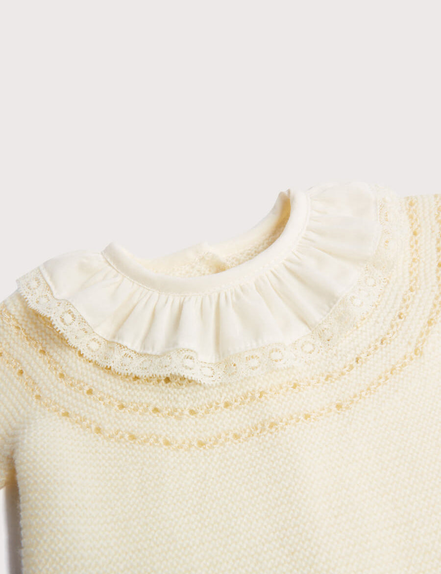 Knitted Celebration Set in Off-White (1-12mths) Knitted Sets from Pepa London