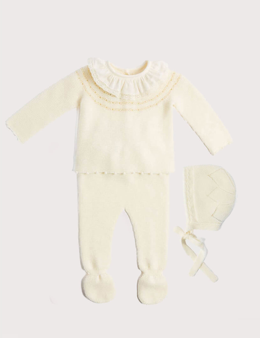 Knitted Celebration Set in Off-White (1-12mths) Knitted Sets from Pepa London