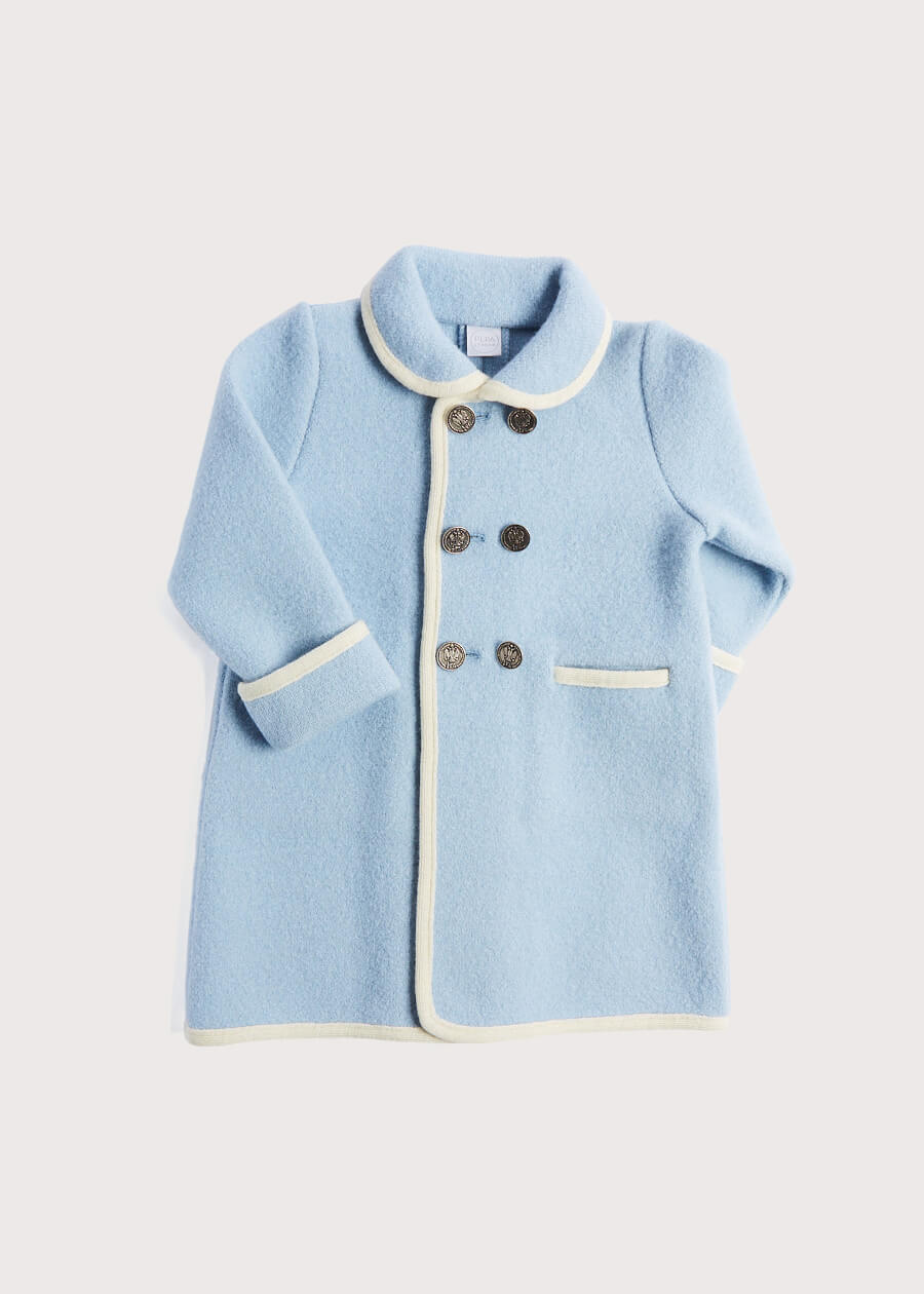 Austrian Double Breasted Wool Baby Coat in Baby Blue (6mths-4yrs) Coats from Pepa London