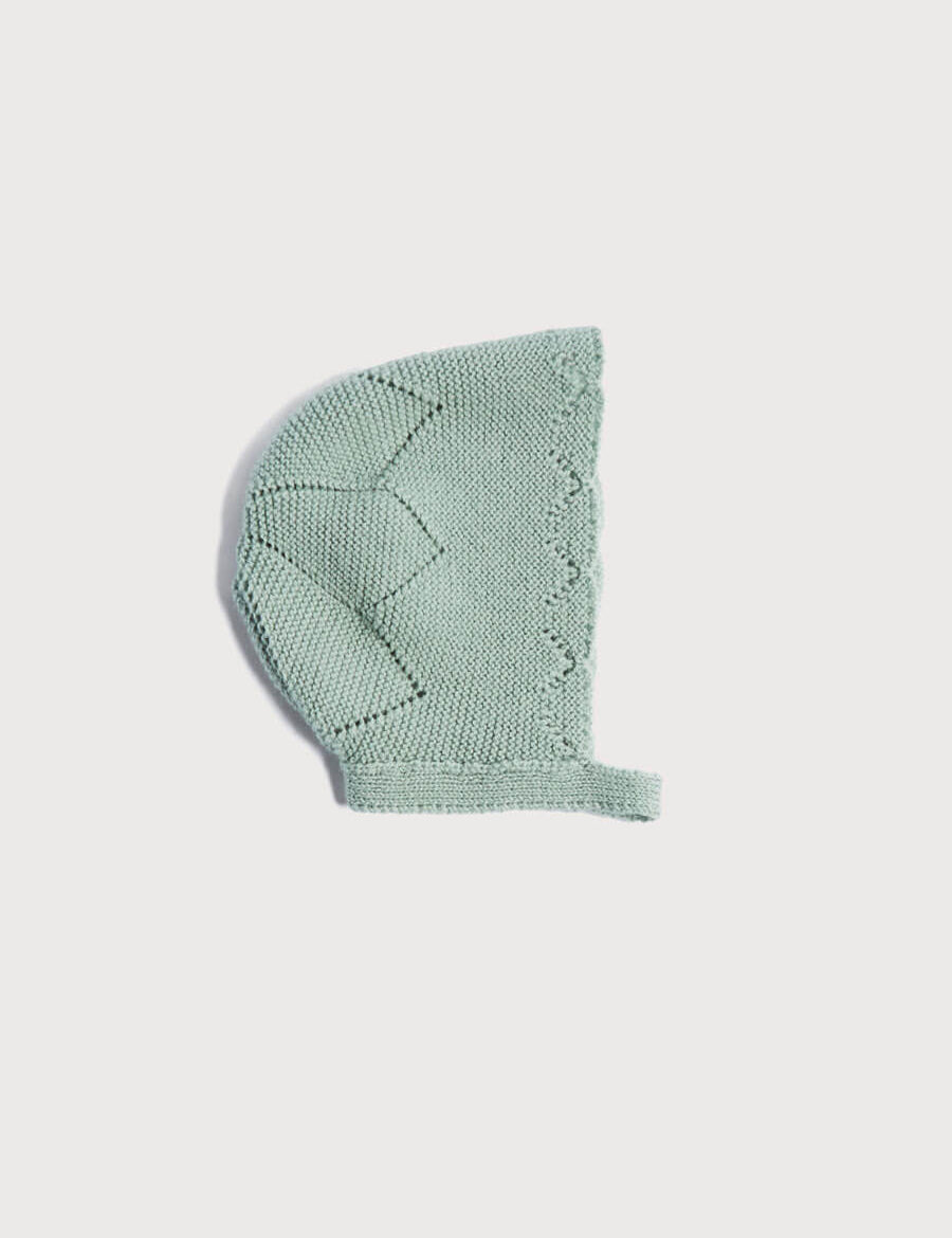 Winter Knitted Green Wool Bonnet Knitted Accessories from Pepa London