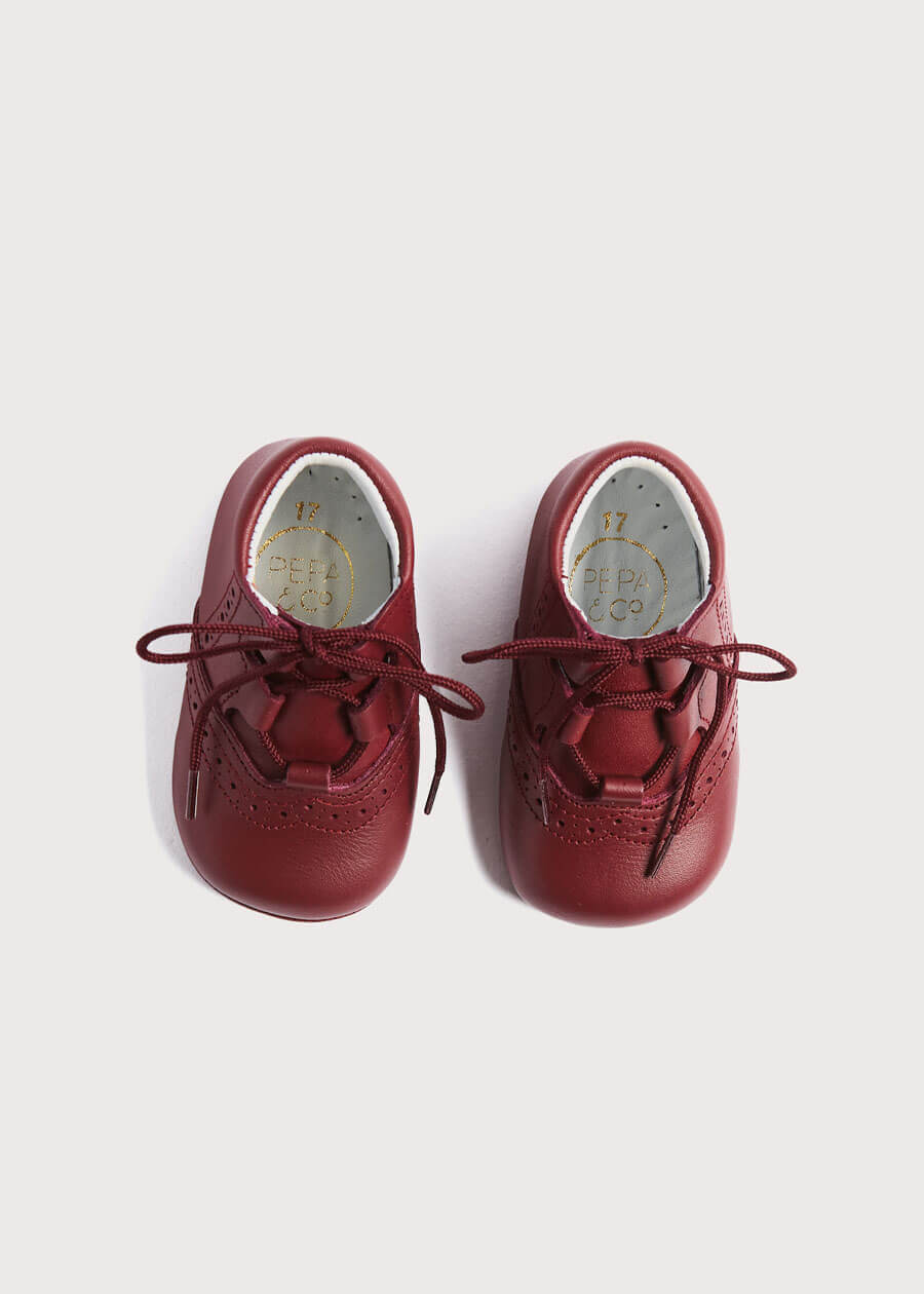 Oxford Pram Booties in Burgundy (17-20EU) Shoes from Pepa London