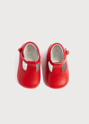 T-Bar Pram Shoes in Red (17-20EU) Shoes  from Pepa London