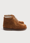 Suede Lace-Up Brogue Boots in Brown (24-30EU) Shoes  from Pepa London