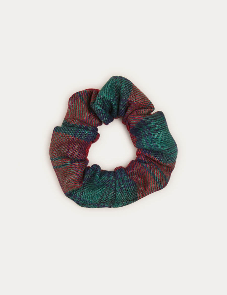 Tartan Scrunchie Hair Tie In Red HAIR ACCESSORIES from Pepa London