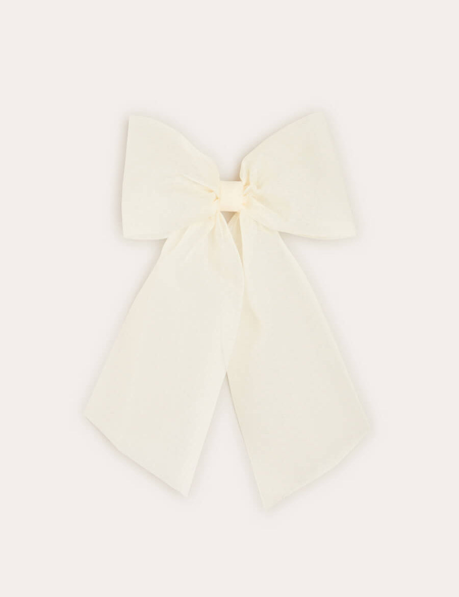 Tulle Long Bow Clip In Cream HAIR ACCESSORIES from Pepa London