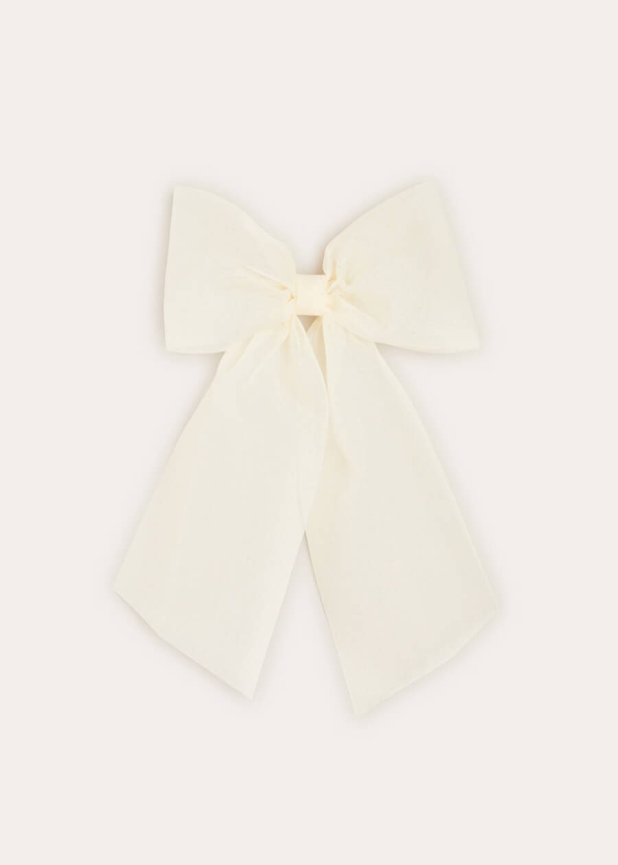 Tulle Long Bow Clip In Cream HAIR ACCESSORIES from Pepa London