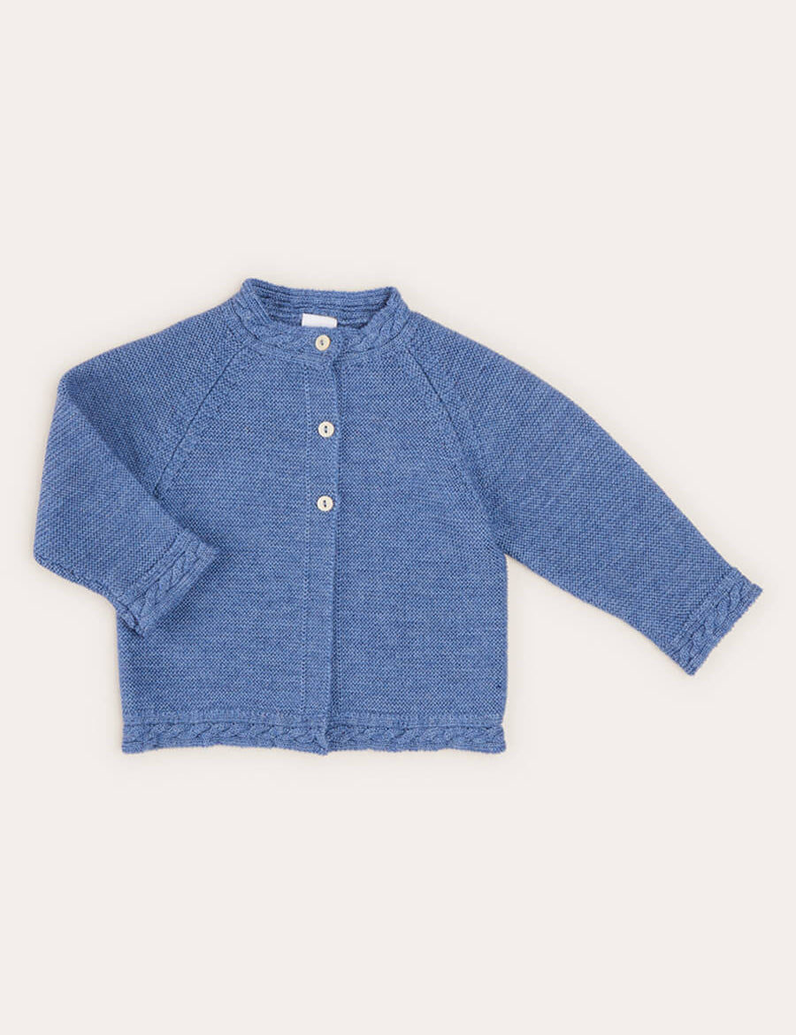 Cable Detail Cardigan In French Blue (6mths-3yrs) KNITWEAR from Pepa London