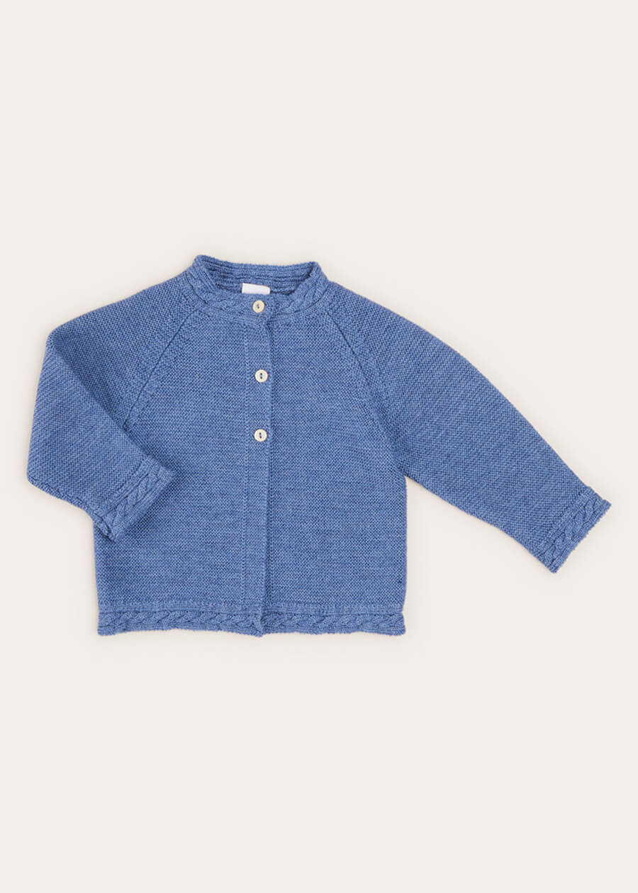 Cable Detail Cardigan In French Blue (6mths-3yrs) KNITWEAR from Pepa London