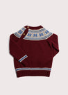 Classic Fair Isle Merino Wool Jumper in Burgundy (12mths-10yrs) Knitwear  from Pepa London