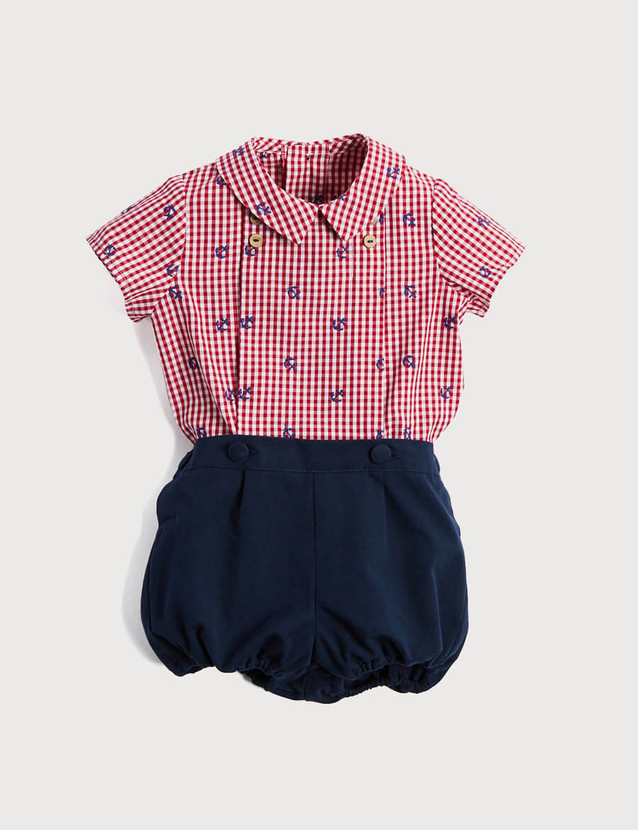 Embroidery Anchor Set in Red And Navy (6mths-3yrs) Sets from Pepa London