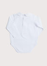Peter Pan Collar Long Sleeve Pleated Bib Bodysuit in White (0mths-2yrs) Tops & Bodysuits  from Pepa London