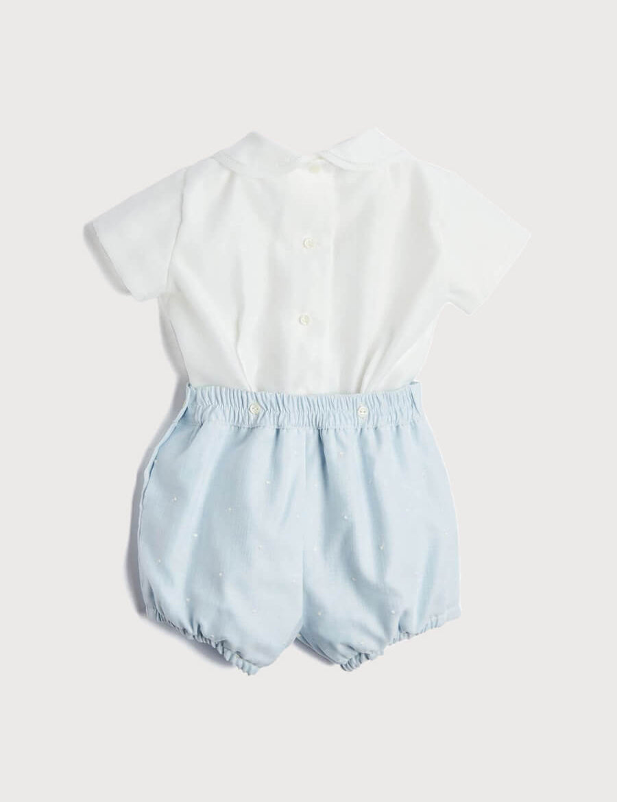 Peter Pan Collar Two Piece Set in Pale Blue (3mths-4yrs) Sets from Pepa London