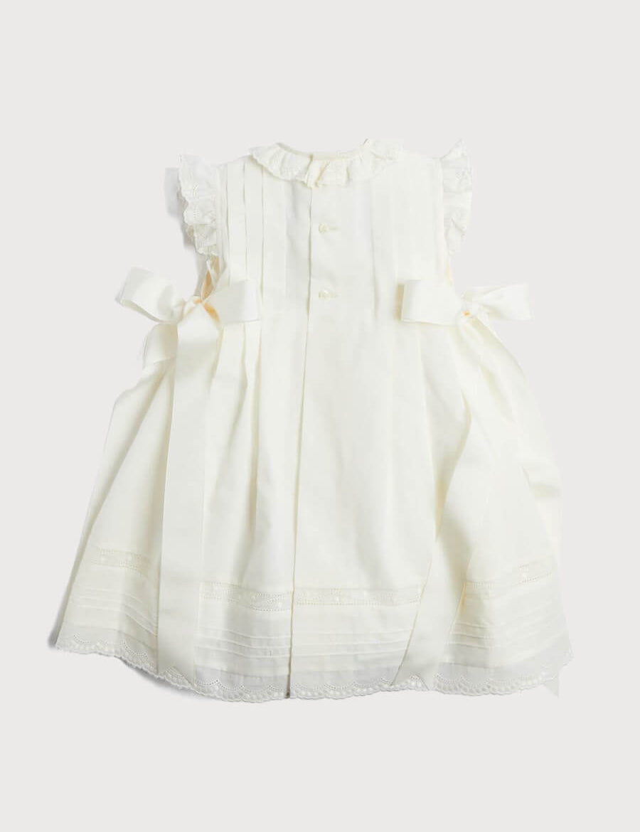 Embroidered Lace Trim Dress in Ivory (6mths-5yrs) Dresses from Pepa London
