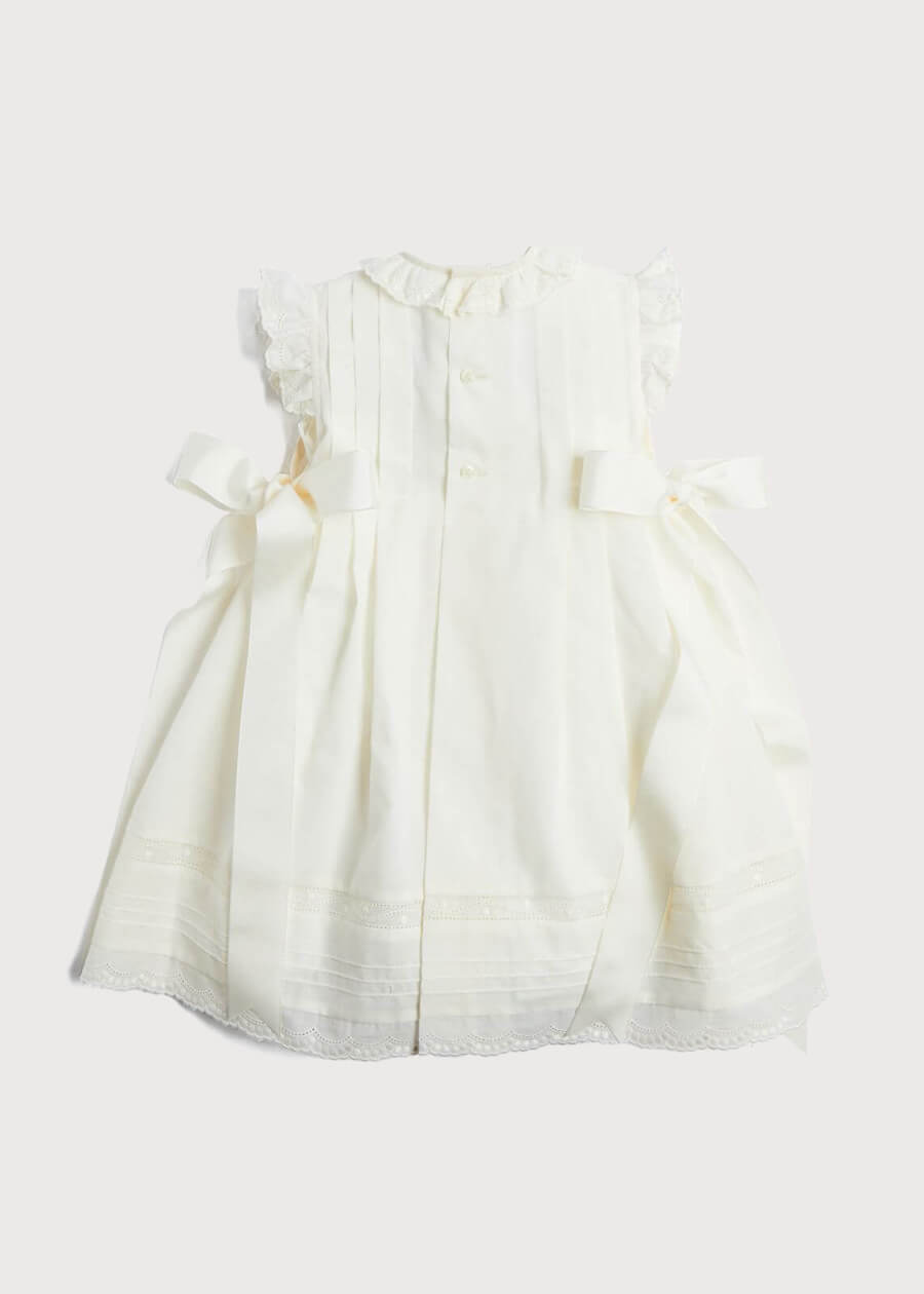 Embroidered Lace Trim Dress in Ivory (6mths-5yrs) Dresses from Pepa London