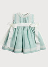 Lace Trim Ivory Bow Dress in Teal (6mths-5yrs) dresses  from Pepa London